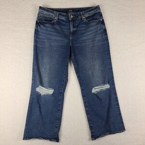 Express Jeans Womens‎ 10 Mid Rise '90s Ankle Boot Cut Distress Dark Wash Blue